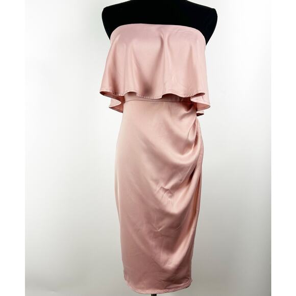 Lovers + Friends Violet Midi Dress Light Pink Satin Strapless Party Womens Sz XS - Picture 3 of 11